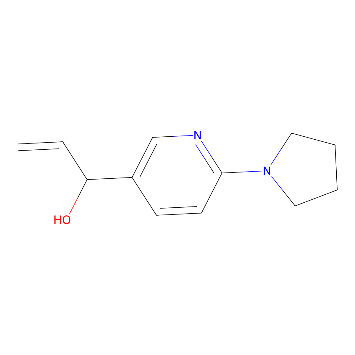 1-(6-(Pyrrolidin-1-yl)pyridin-3-yl)prop-2-en-1-ol molecular structure, CAS 2228750-91-0