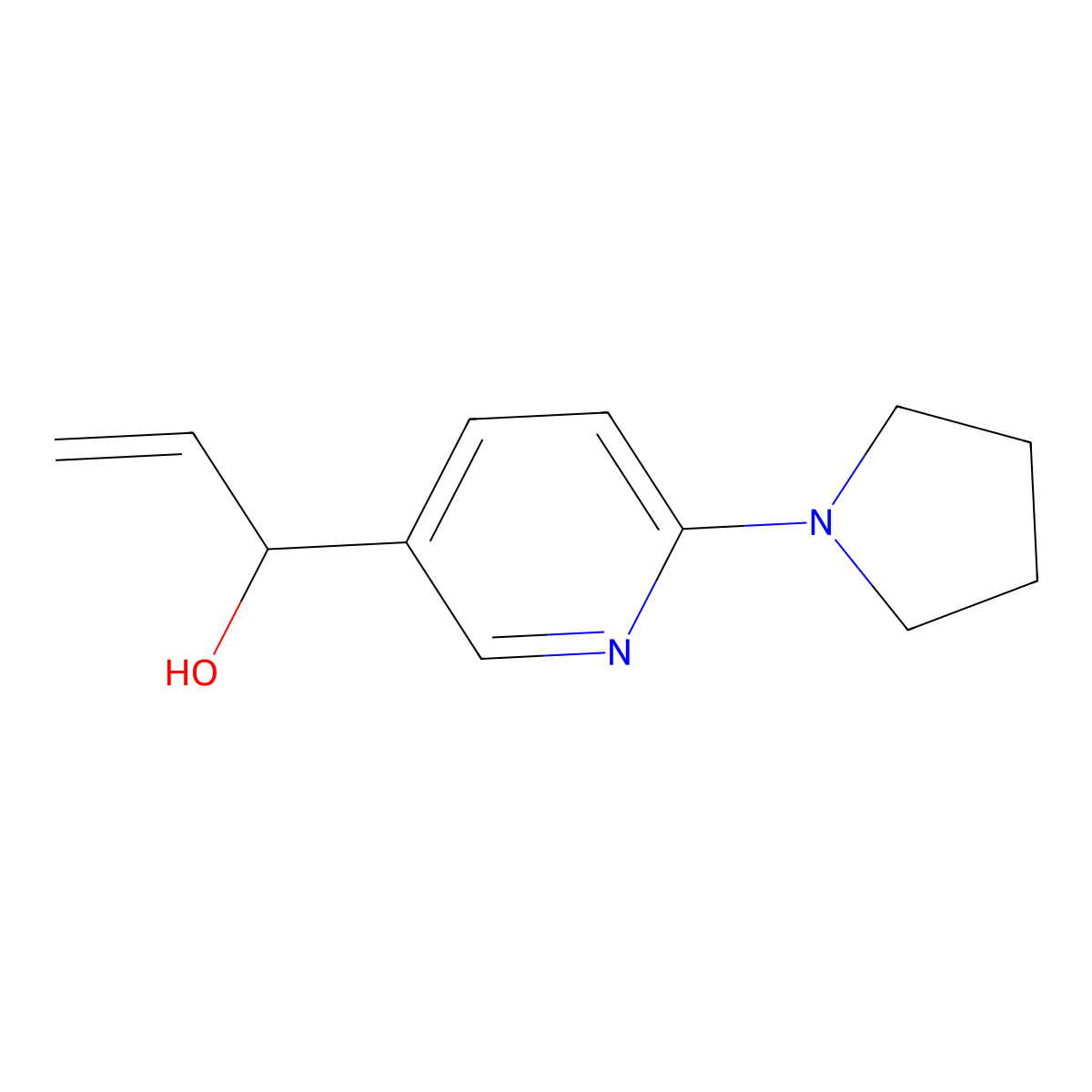 1-(6-(Pyrrolidin-1-yl)pyridin-3-yl)prop-2-en-1-ol molecular structure, CAS 2228750-91-0