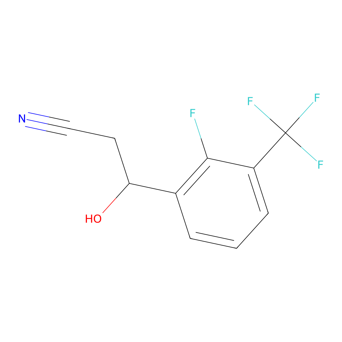 3-[2-Fluoro-3-(trifluoromethyl)phenyl]-3-hydroxypropanenitrile molecular structure, CAS 2228751-34-4