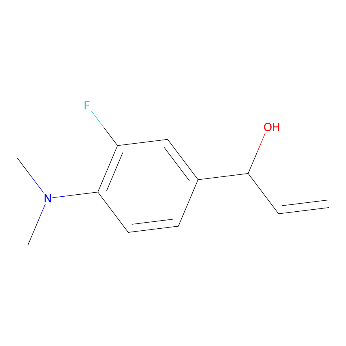 1-[4-(Dimethylamino)-3-fluorophenyl]prop-2-en-1-ol molecular structure, CAS 2228752-95-0