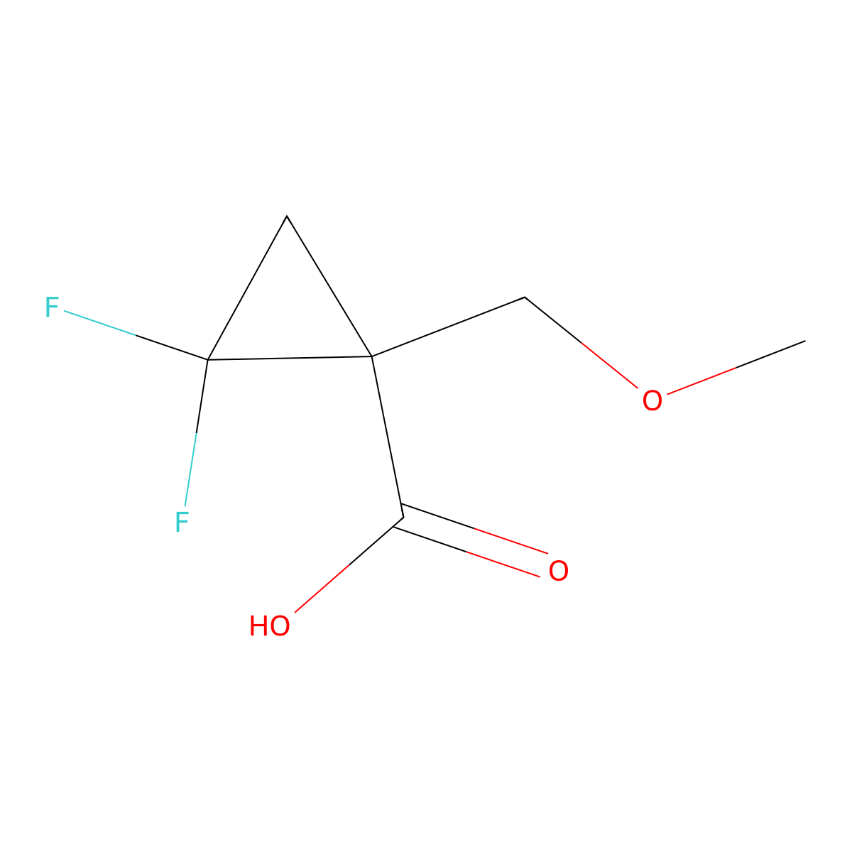 2,2-Difluoro-1-(methoxymethyl)cyclopropane-1-carboxylic acid molecular structure, CAS 2228753-46-4