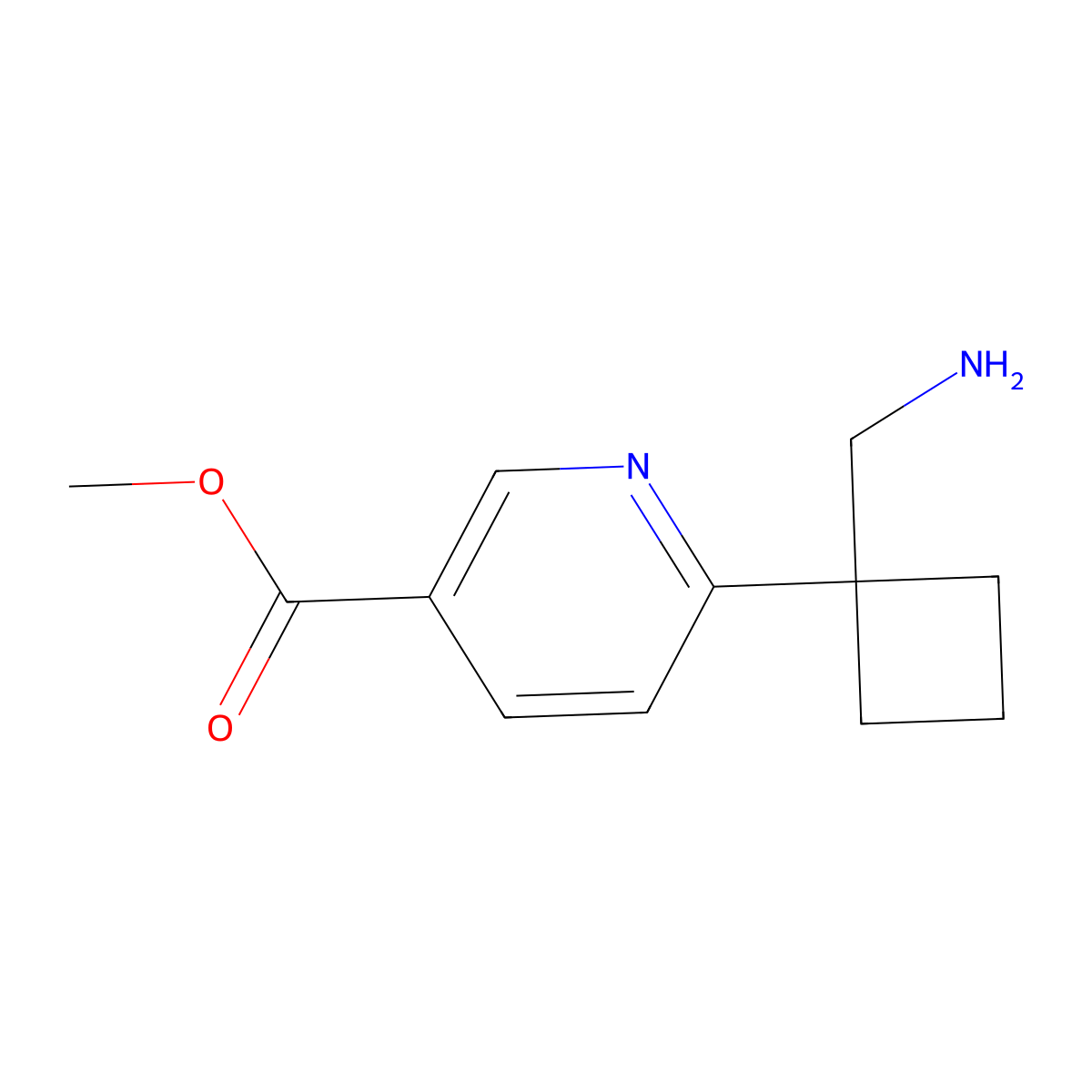 Methyl 6-[1-(aminomethyl)cyclobutyl]pyridine-3-carboxylate molecular structure, CAS 2228754-90-1