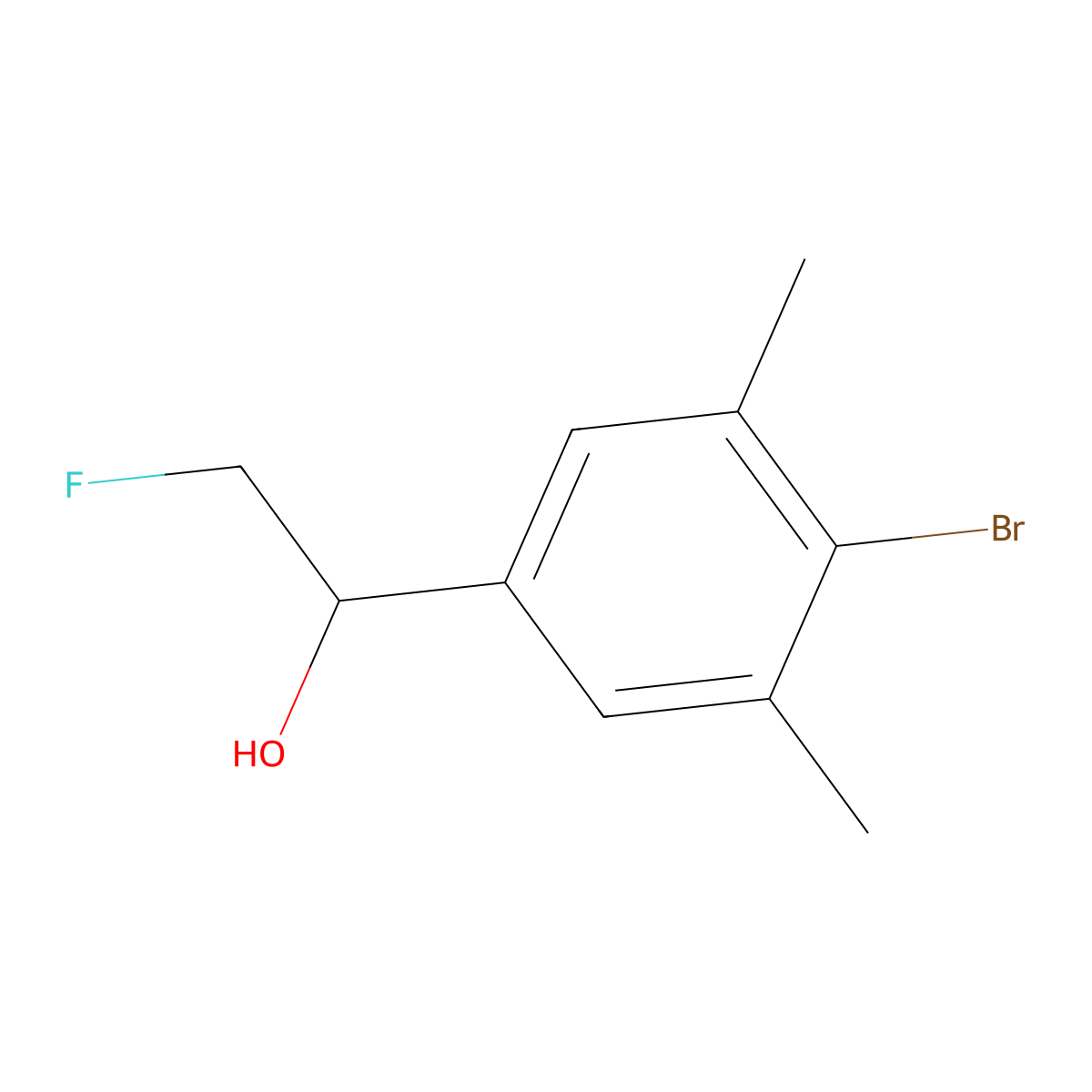 1-(4-Bromo-3,5-dimethylphenyl)-2-fluoroethan-1-ol molecular structure, CAS 2228757-99-9