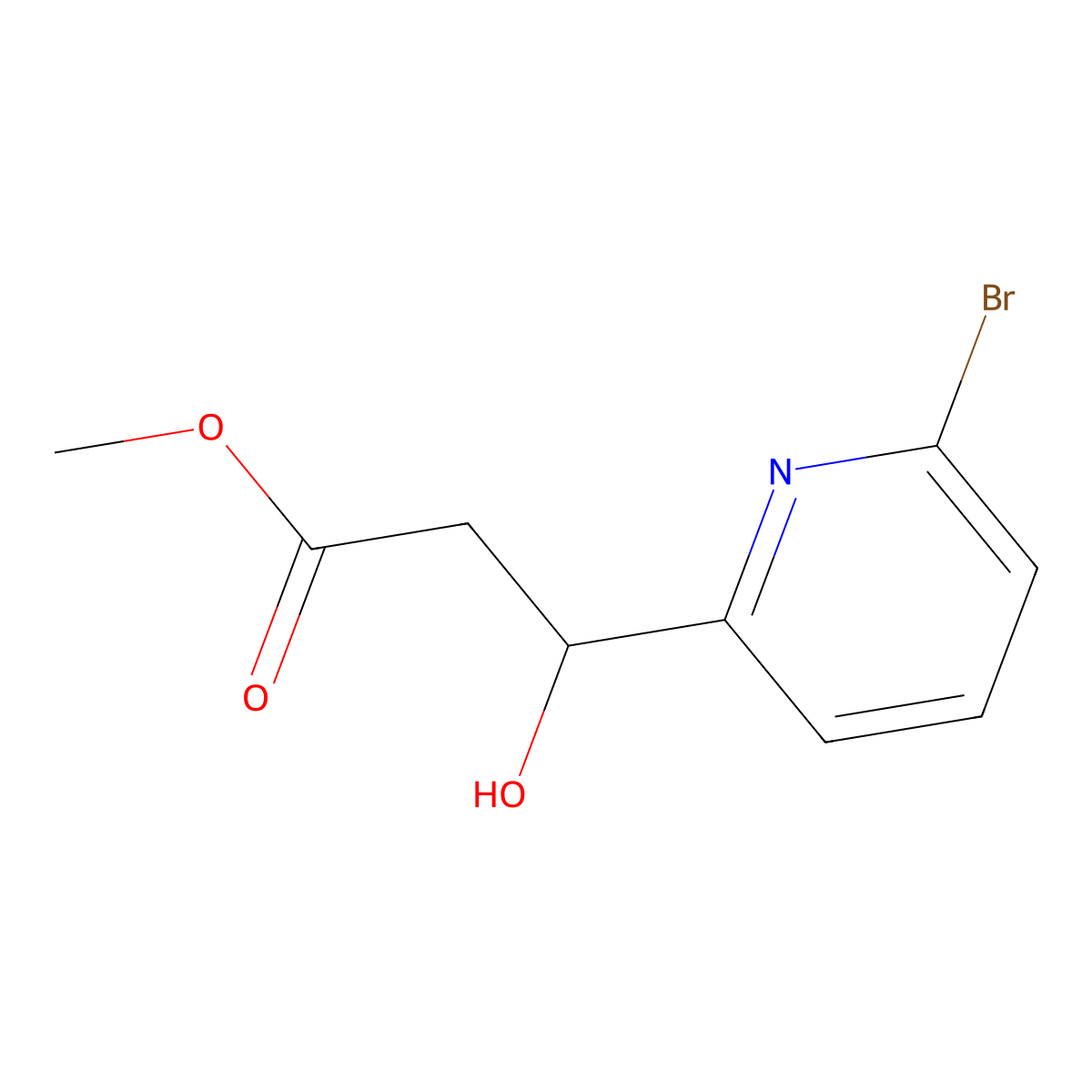 Methyl 3-(6-bromopyridin-2-yl)-3-hydroxypropanoate molecular structure, CAS 2228759-75-7