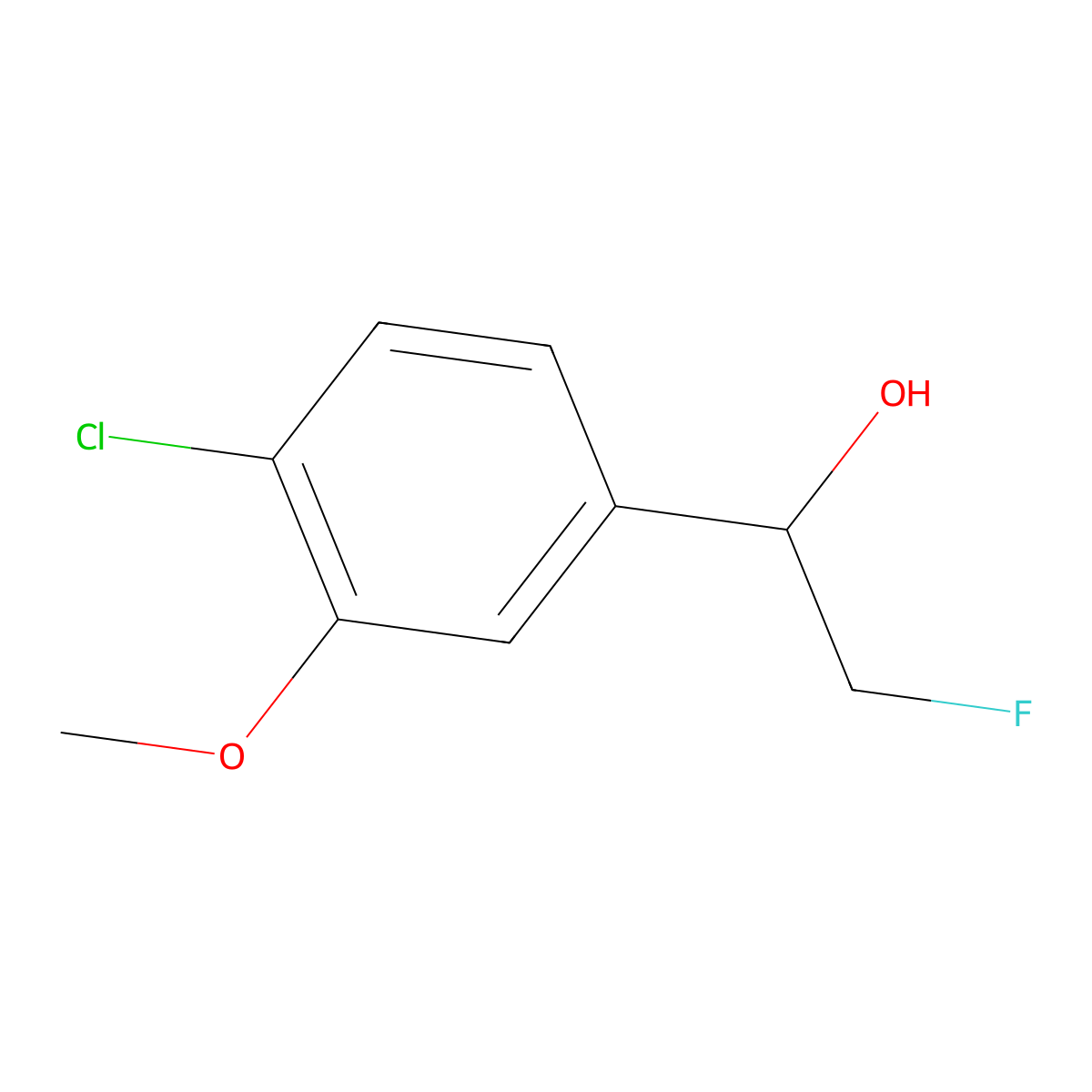 1-(4-Chloro-3-methoxyphenyl)-2-fluoroethan-1-ol molecular structure, CAS 2228759-78-0