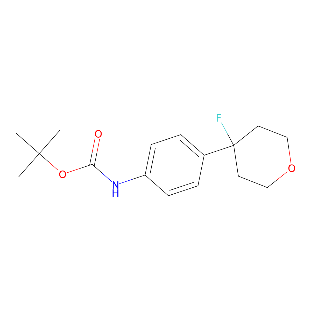 tert-butyl N-[4-(4-fluorooxan-4-yl)phenyl]carbamate molecular structure, CAS 2228760-85-6