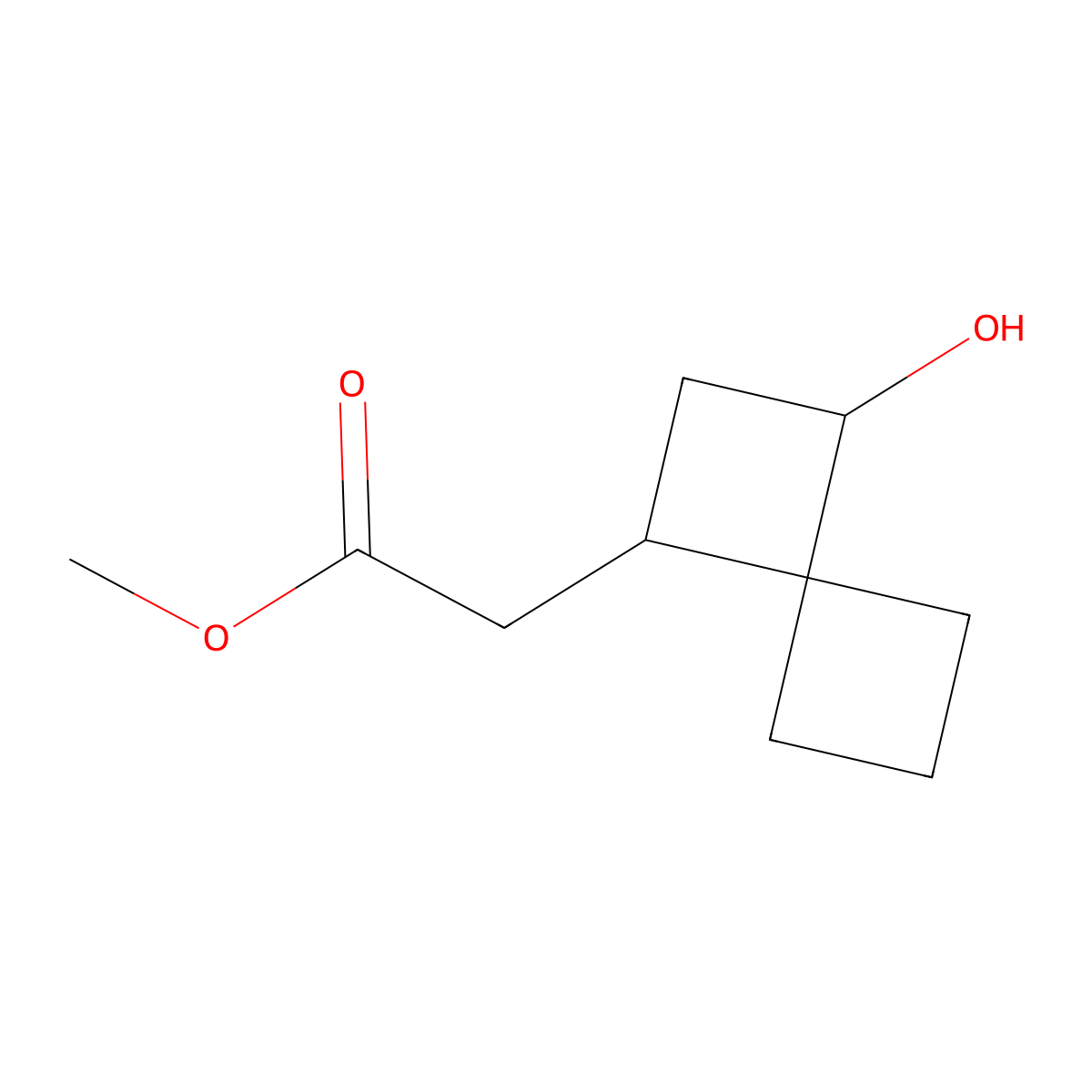 Methyl 2-{3-hydroxyspiro[3.3]heptan-1-yl}acetate molecular structure, CAS 2228760-94-7
