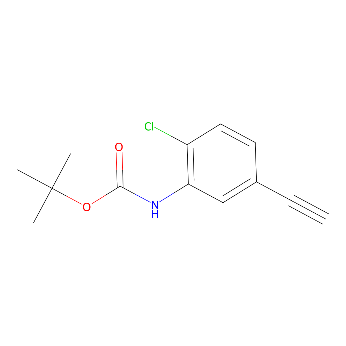 tert-butyl N-(2-chloro-5-ethynylphenyl)carbamate molecular structure, CAS 2228761-45-1