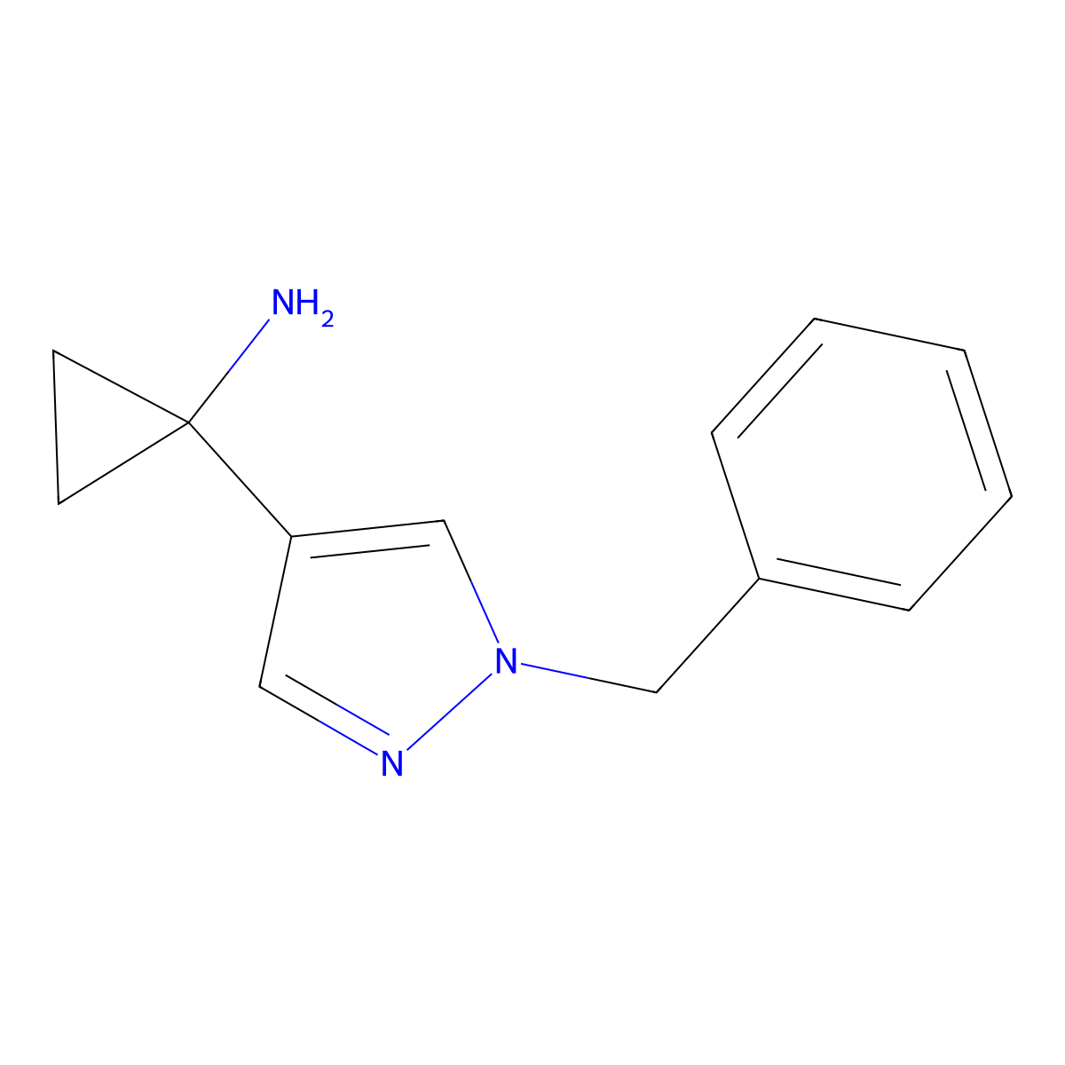 1-(1-benzyl-1H-pyrazol-4-yl)cyclopropan-1-amine molecular structure, CAS 2228761-78-0