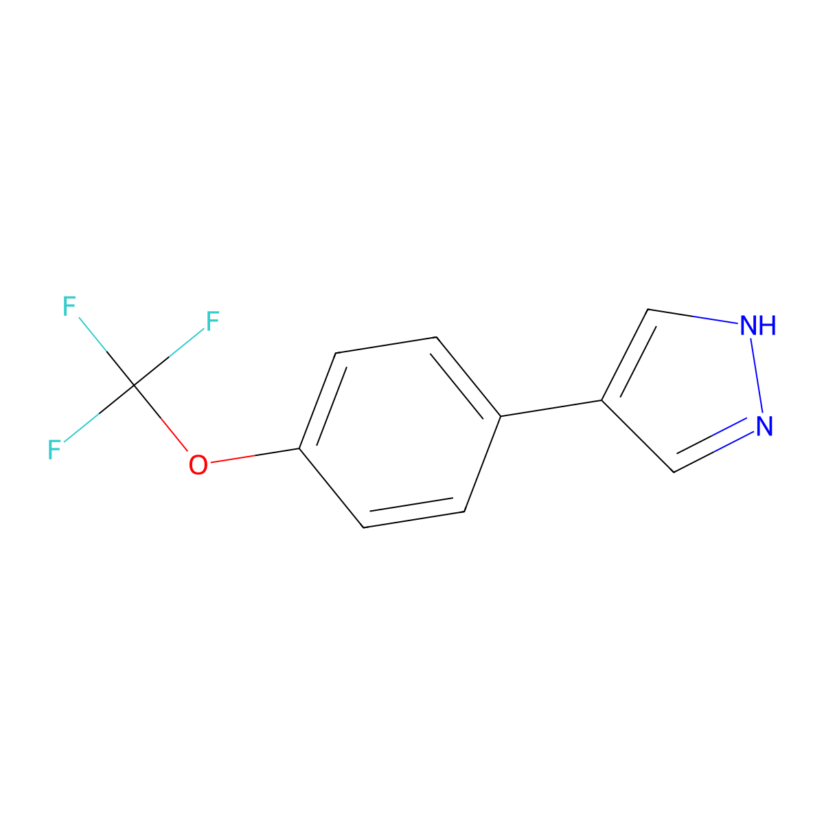 4-[4-(trifluoromethoxy)phenyl]-1H-pyrazole molecular structure, CAS 2228763-91-3