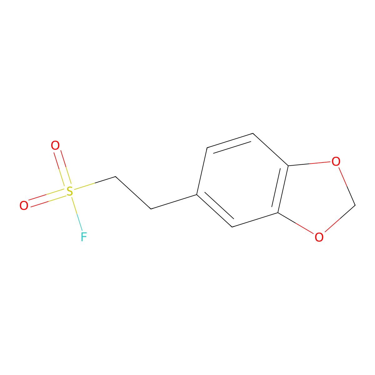 2-(1,3-Dioxaindan-5-yl)ethane-1-sulfonyl fluoride molecular structure, CAS 2228769-63-7