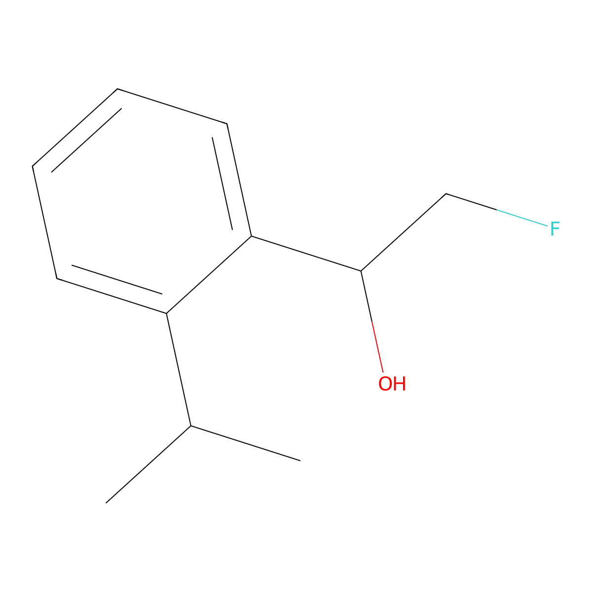2-Fluoro-1-[2-(propan-2-yl)phenyl]ethan-1-ol molecular structure, CAS 2228771-16-0