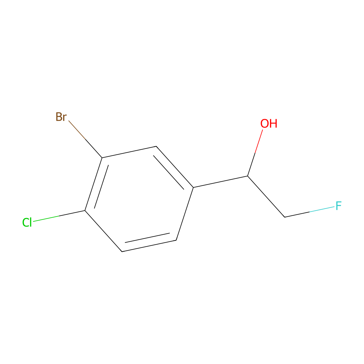1-(3-Bromo-4-chlorophenyl)-2-fluoroethan-1-ol molecular structure, CAS 2228771-57-9