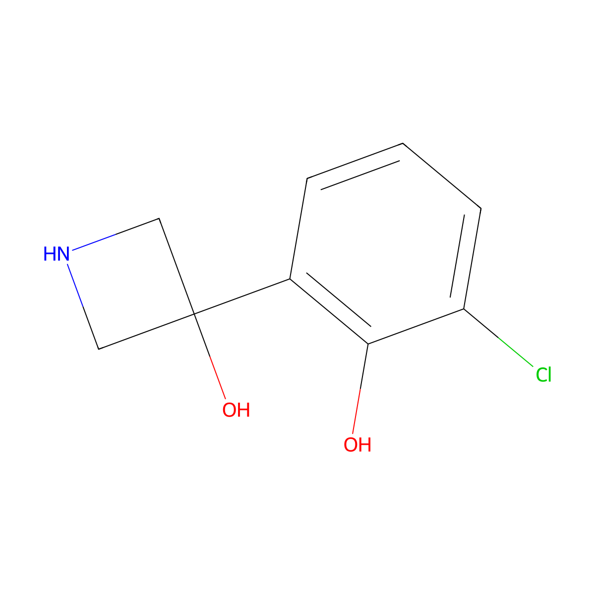 3-(3-Chloro-2-hydroxyphenyl)azetidin-3-ol molecular structure, CAS 2228774-44-3