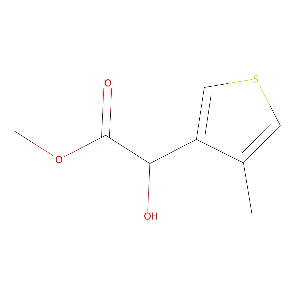 Methyl 2-hydroxy-2-(4-methylthiophen-3-yl)acetate molecular structure, CAS 2228774-89-6