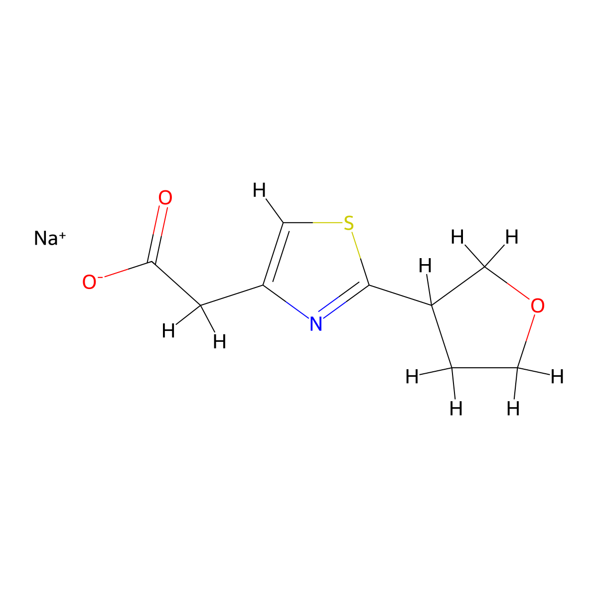 Sodium 2-[2-(oxolan-3-yl)-1,3-thiazol-4-yl]acetate molecular structure, CAS 2228777-36-2