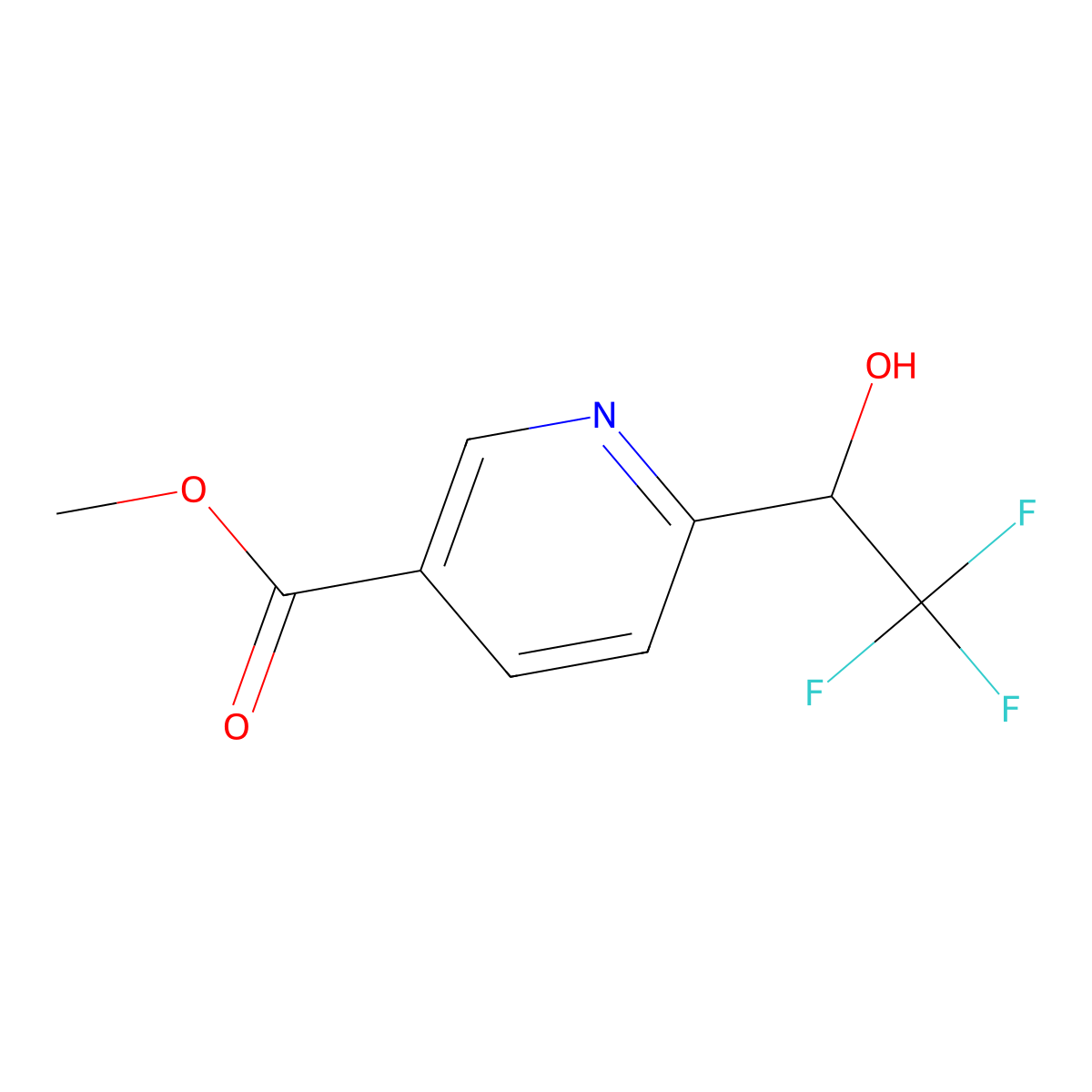 Methyl 6-(2,2,2-trifluoro-1-hydroxyethyl)pyridine-3-carboxylate molecular structure, CAS 2228778-81-0