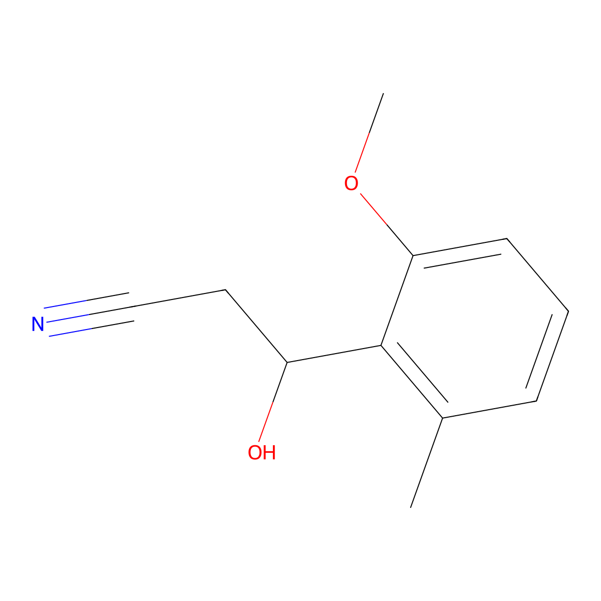 3-Hydroxy-3-(2-methoxy-6-methylphenyl)propanenitrile molecular structure, CAS 2228779-33-5