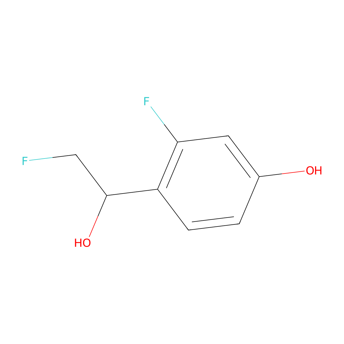 3-Fluoro-4-(2-fluoro-1-hydroxyethyl)phenol molecular structure, CAS 2228780-31-0