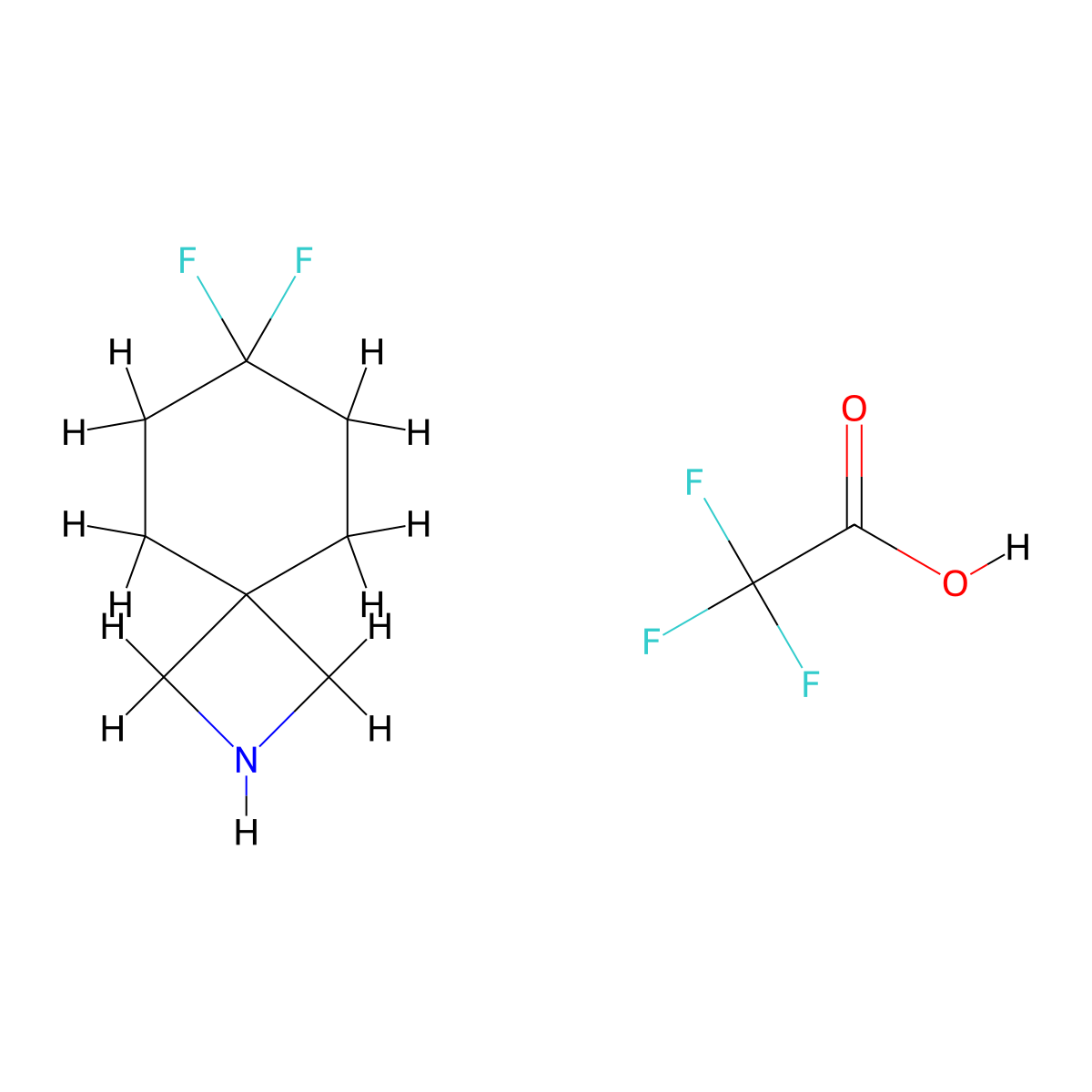 7,7-Difluoro-2-azaspiro(3.5)nonane; trifluoroacetic acid molecular structure, CAS 2228781-03-9