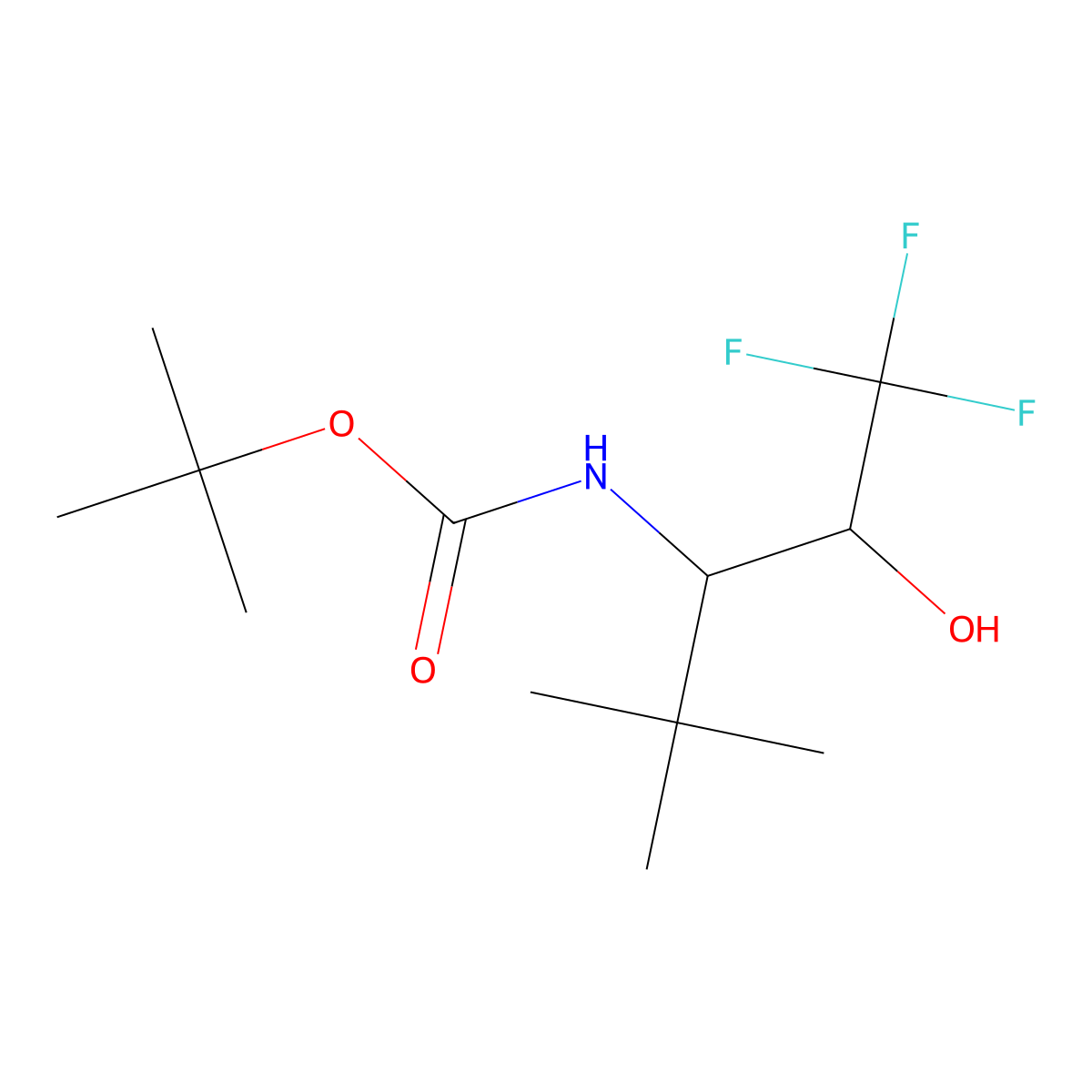 tert-butyl N-(1,1,1-trifluoro-2-hydroxy-4,4-dimethylpentan-3-yl)carbamate molecular structure, CAS 2228783-24-0