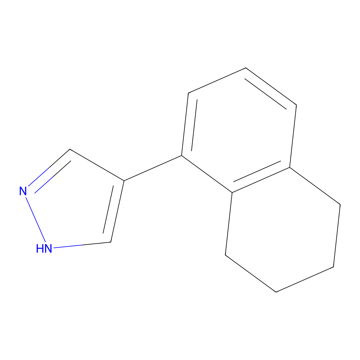4-(5,6,7,8-tetrahydronaphthalen-1-yl)-1H-pyrazole molecular structure, CAS 2228783-64-8
