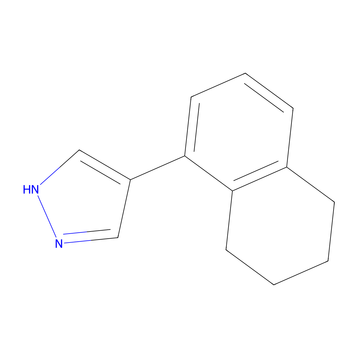 4-(5,6,7,8-tetrahydronaphthalen-1-yl)-1H-pyrazole molecular structure, CAS 2228783-64-8