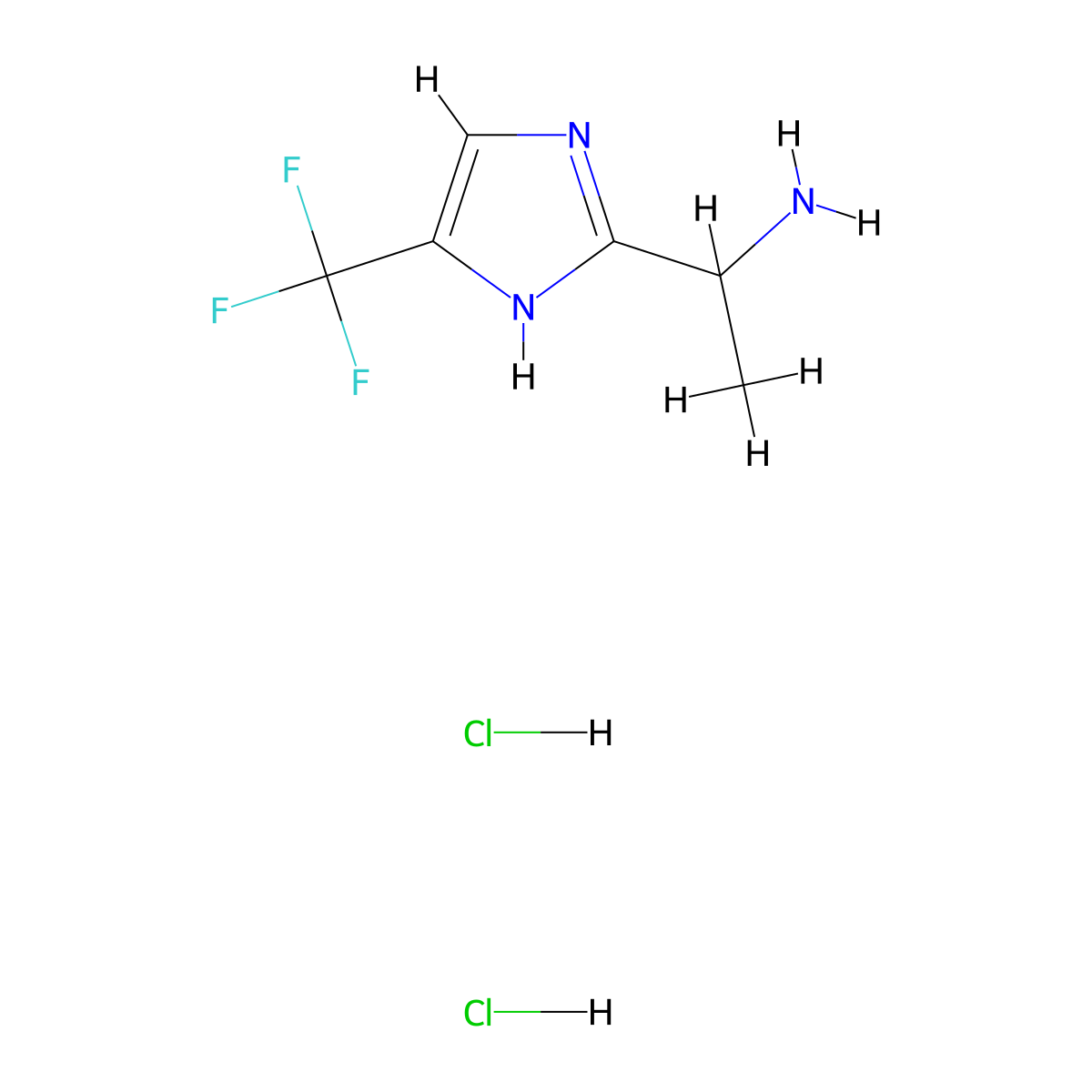 1-(5-(trifluoromethyl)-1H-imidazol-2-yl)ethan-1-amine dihydrochloride molecular structure, CAS 2228785-07-5