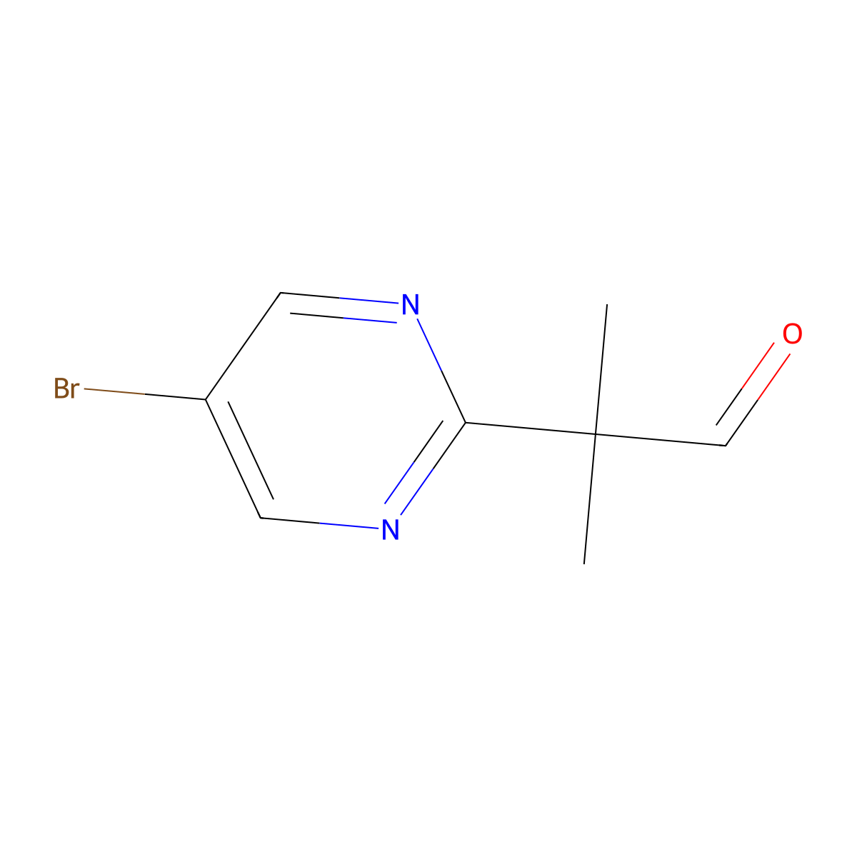 2-(5-Bromo-2-pyrimidinyl)-2-methylpropanal molecular structure, CAS 2228785-78-0