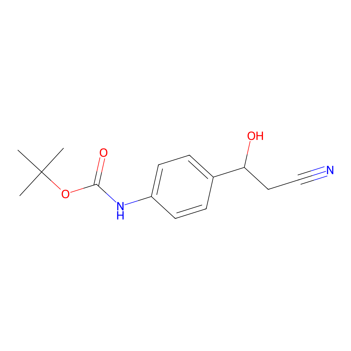 tert-butyl N-[4-(2-cyano-1-hydroxyethyl)phenyl]carbamate molecular structure, CAS 2228786-80-7