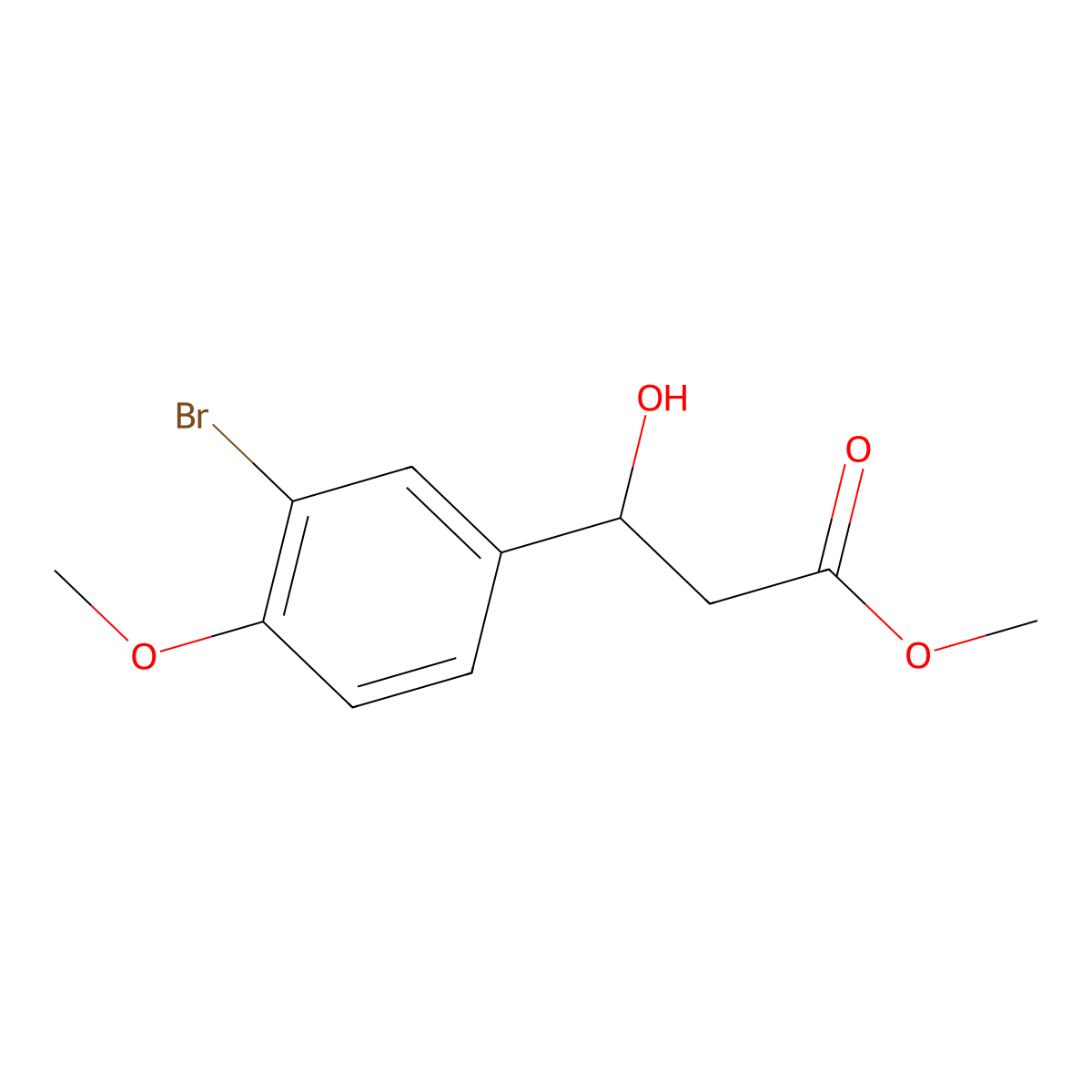 Methyl 3-(3-bromo-4-methoxyphenyl)-3-hydroxypropanoate molecular structure, CAS 2228787-35-5