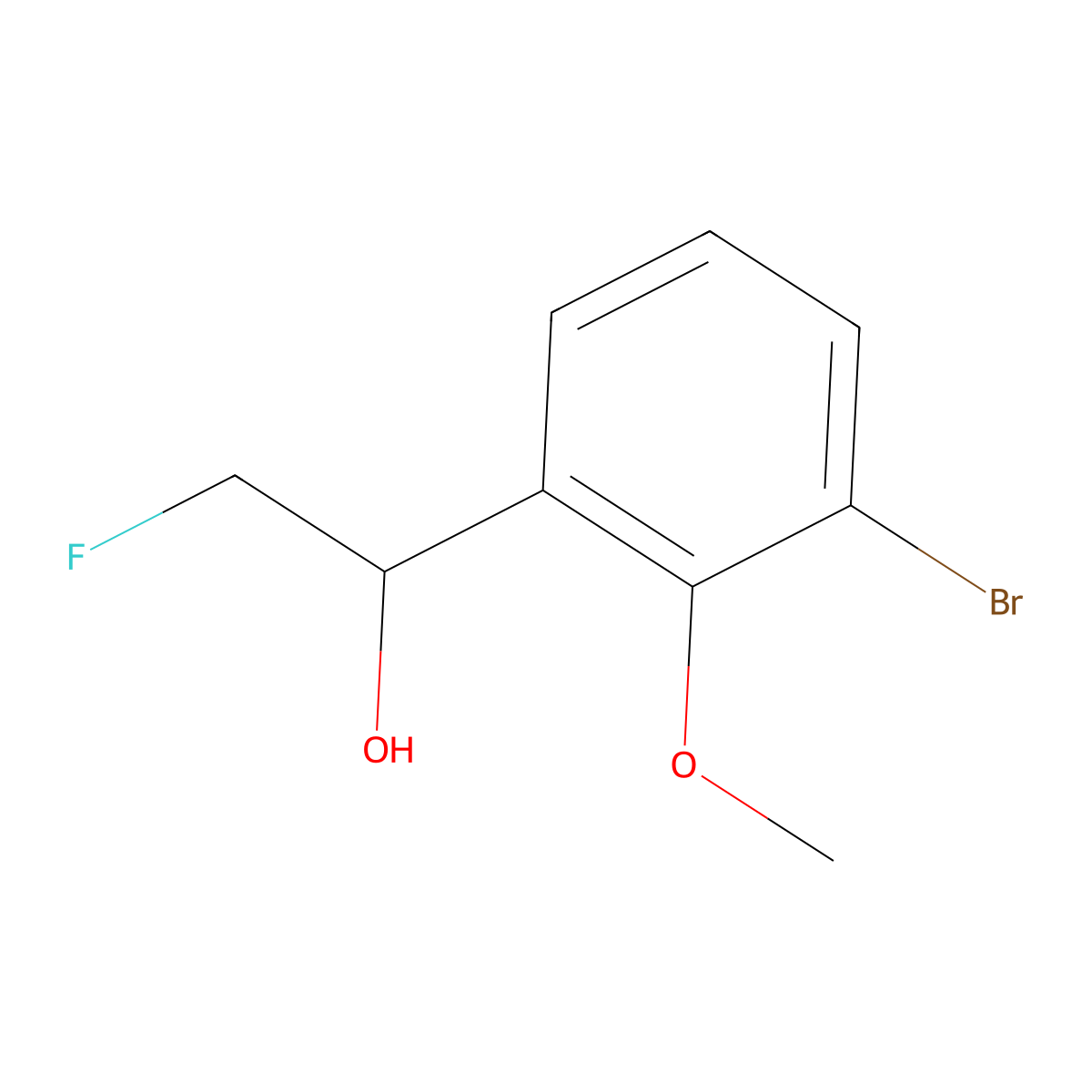 1-(3-Bromo-2-methoxyphenyl)-2-fluoroethan-1-ol molecular structure, CAS 2228788-69-8