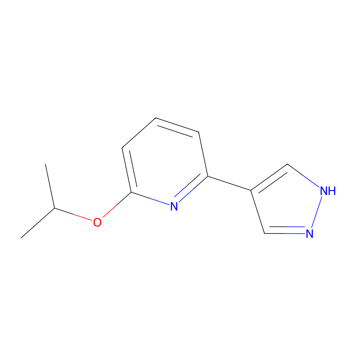 2-(propan-2-yloxy)-6-(1H-pyrazol-4-yl)pyridine molecular structure, CAS 2228789-49-7