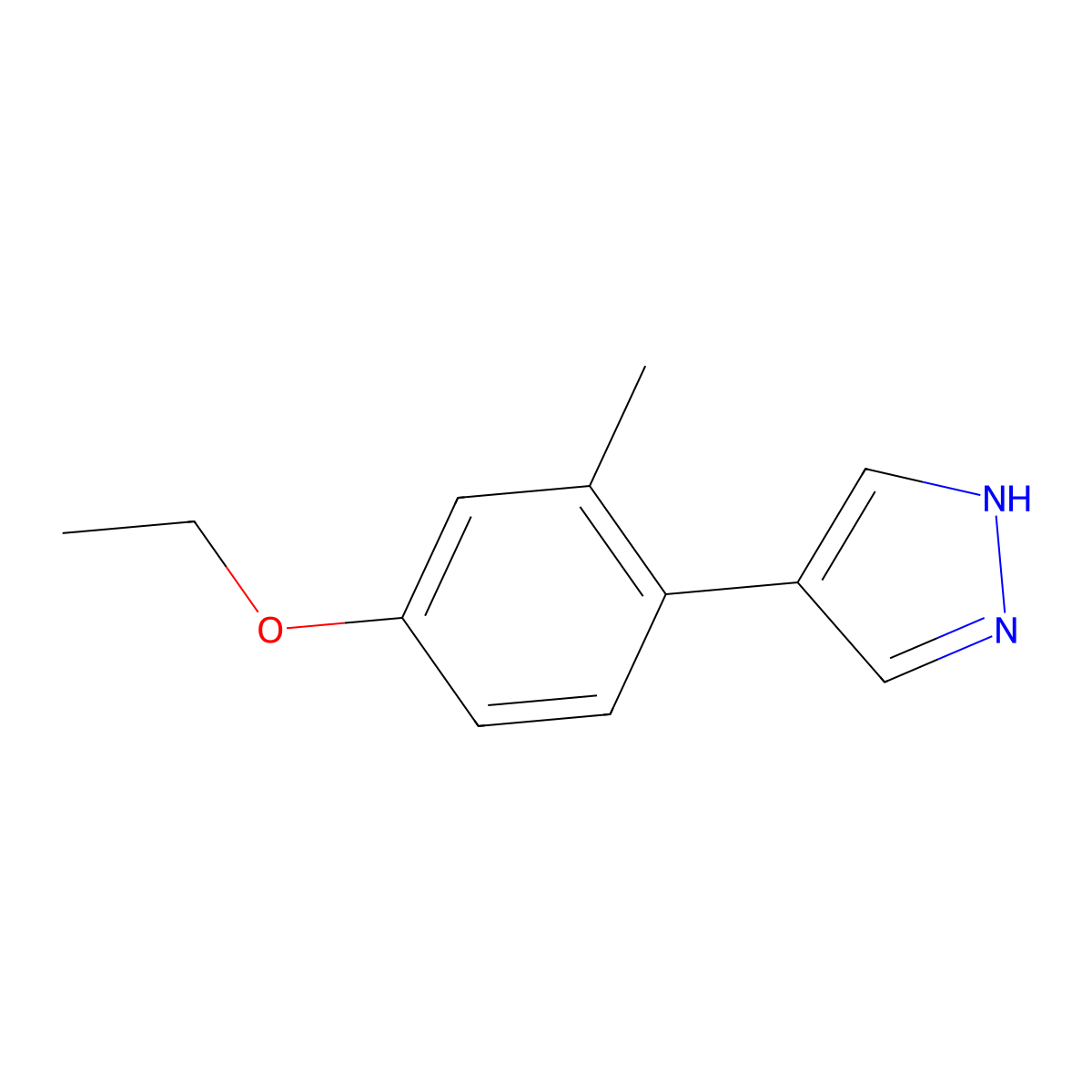 4-(4-ethoxy-2-methylphenyl)-1H-pyrazole molecular structure, CAS 2228789-94-2