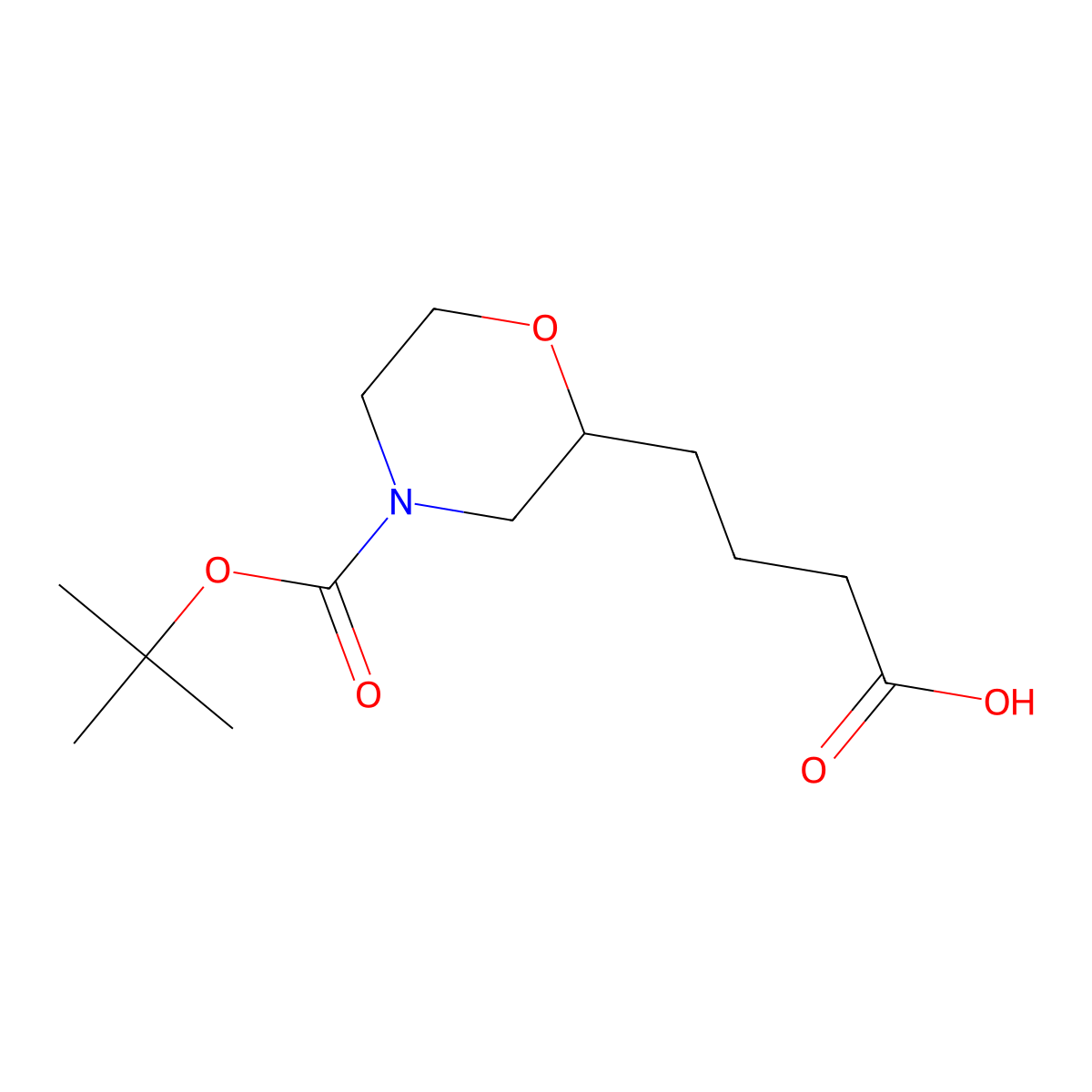 4-(4-((Tert-butoxy)carbonyl)morpholin-2-yl)butanoic acid molecular structure, CAS 2228789-96-4