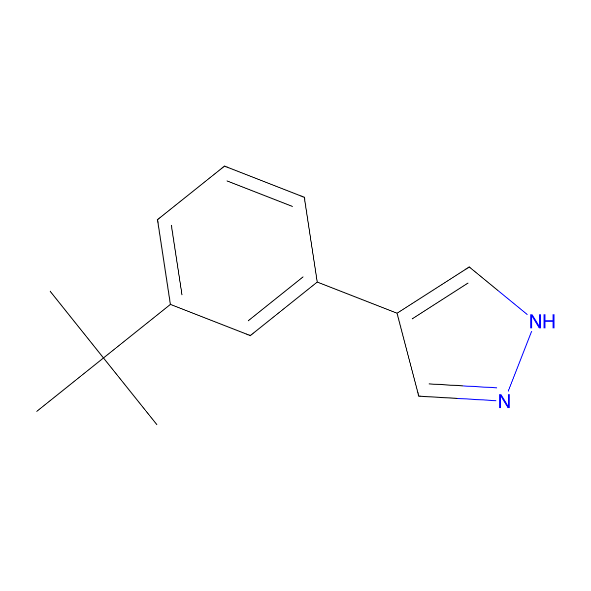 4-(3-tert-butylphenyl)-1H-pyrazole molecular structure, CAS 2228793-22-2