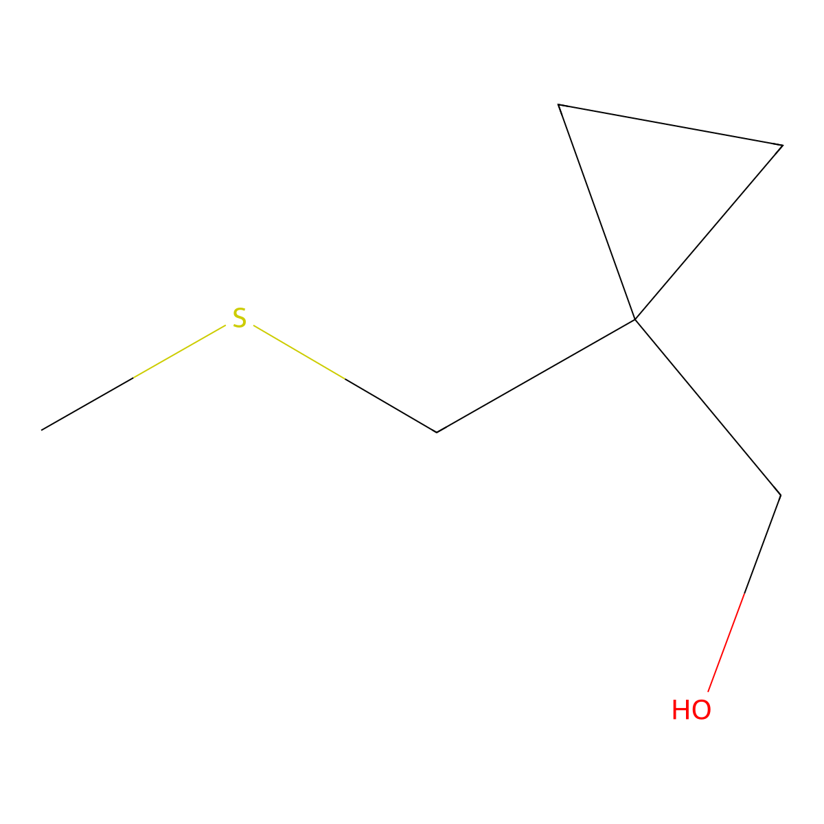 {1-[(Methylsulfanyl)methyl]cyclopropyl}methanol molecular structure, CAS 2228793-40-4