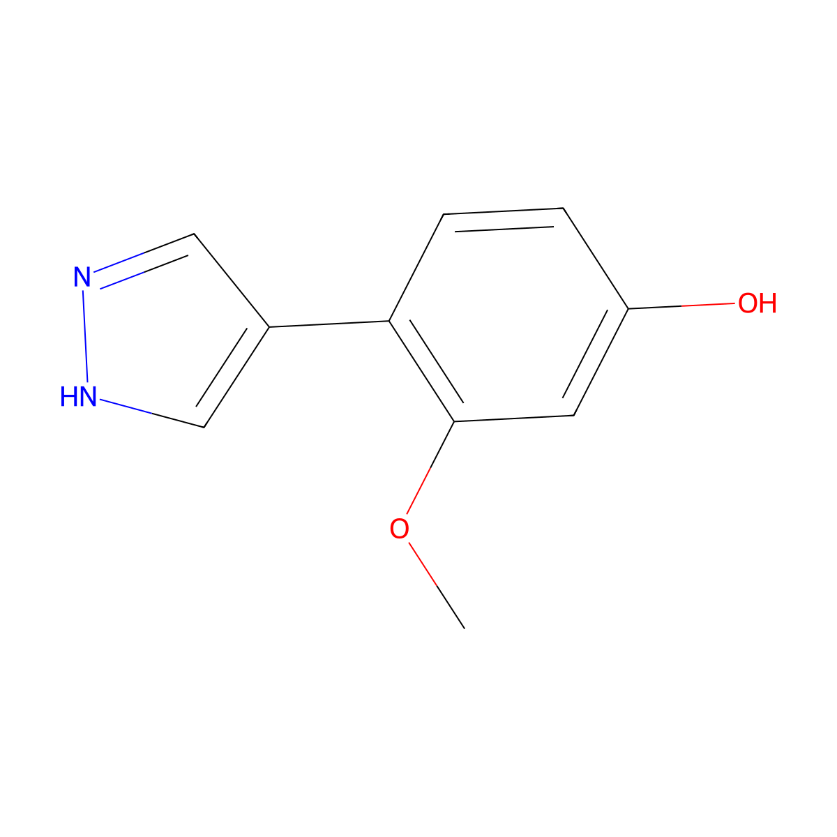 3-methoxy-4-(1H-pyrazol-4-yl)phenol molecular structure, CAS 2228793-50-6