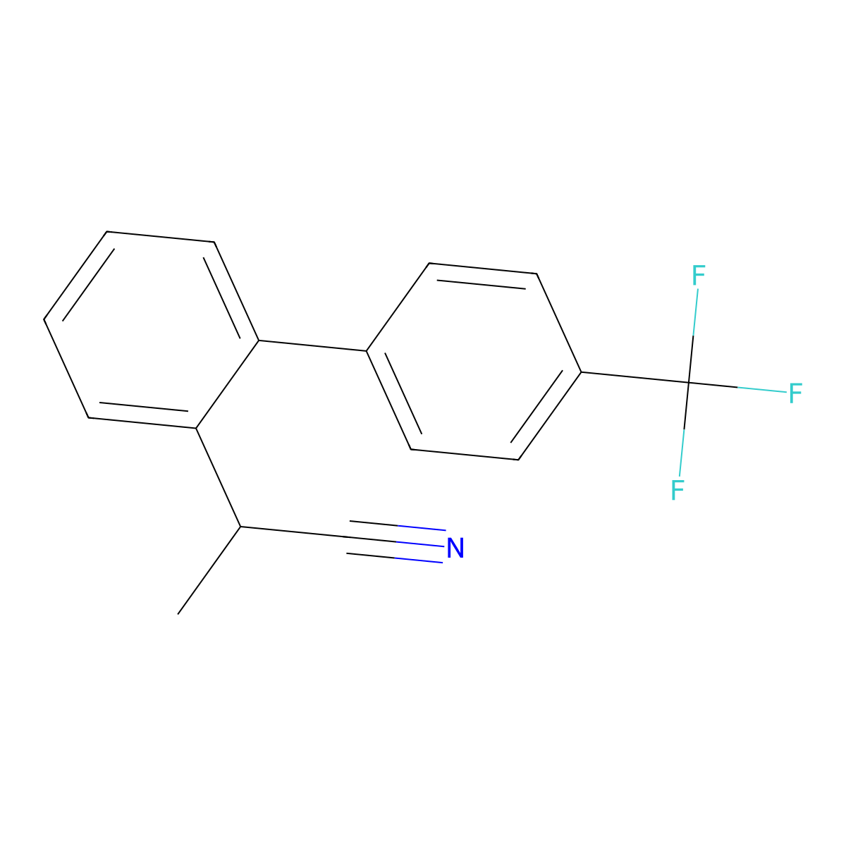 2-{2-[4-(Trifluoromethyl)phenyl]phenyl}propanenitrile molecular structure, CAS 2228794-05-4