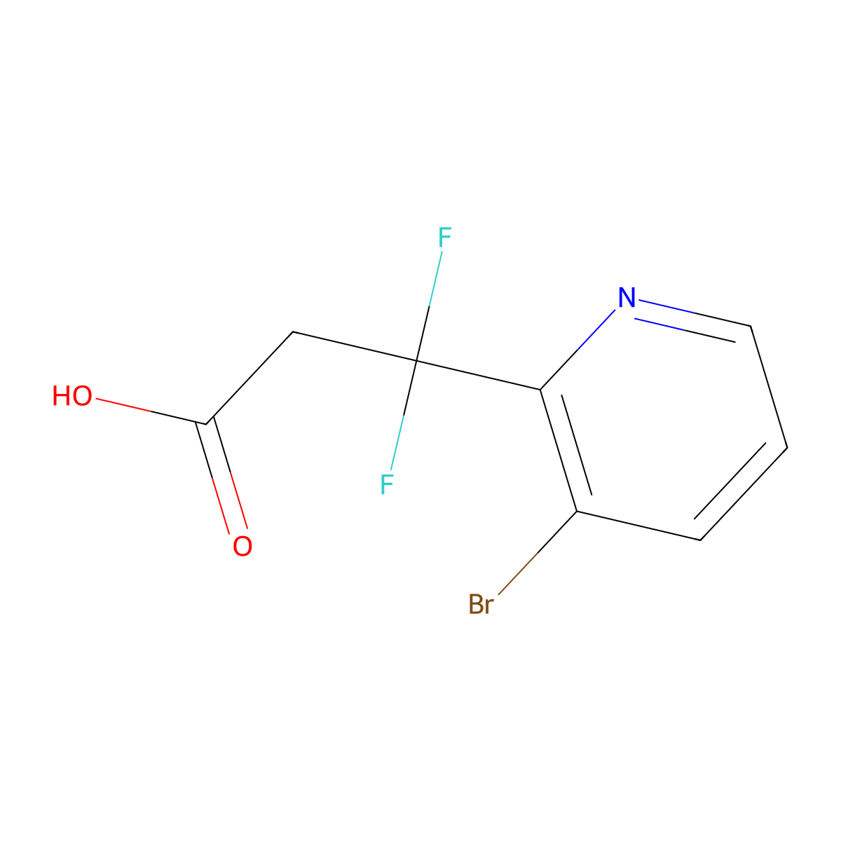 3-(3-Bromopyridin-2-yl)-3,3-difluoropropanoic acid molecular structure, CAS 2228794-45-2