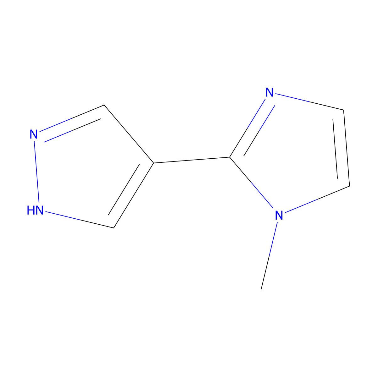1-methyl-2-(1H-pyrazol-4-yl)-1H-imidazole molecular structure, CAS 2228795-88-6