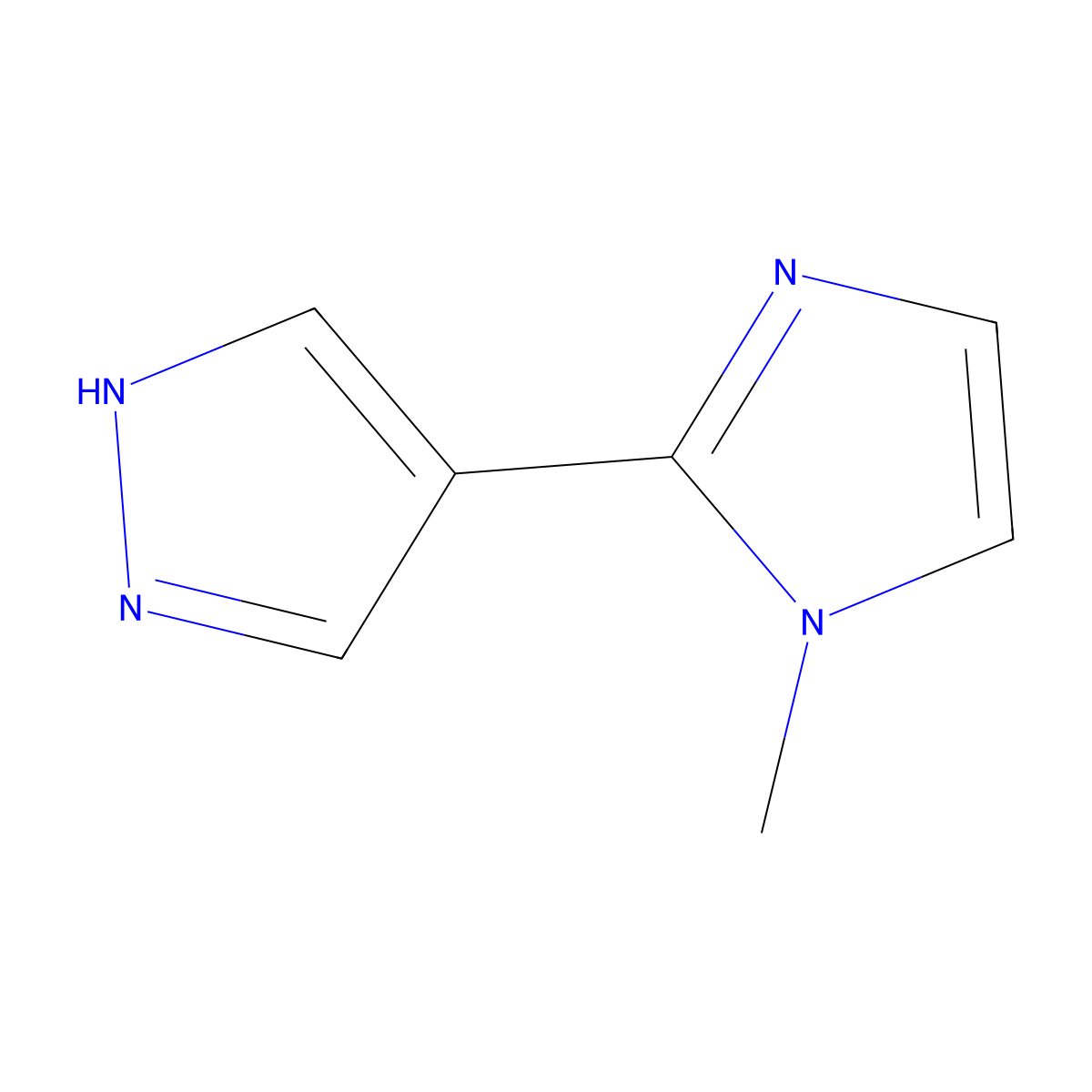 1-methyl-2-(1H-pyrazol-4-yl)-1H-imidazole molecular structure, CAS 2228795-88-6