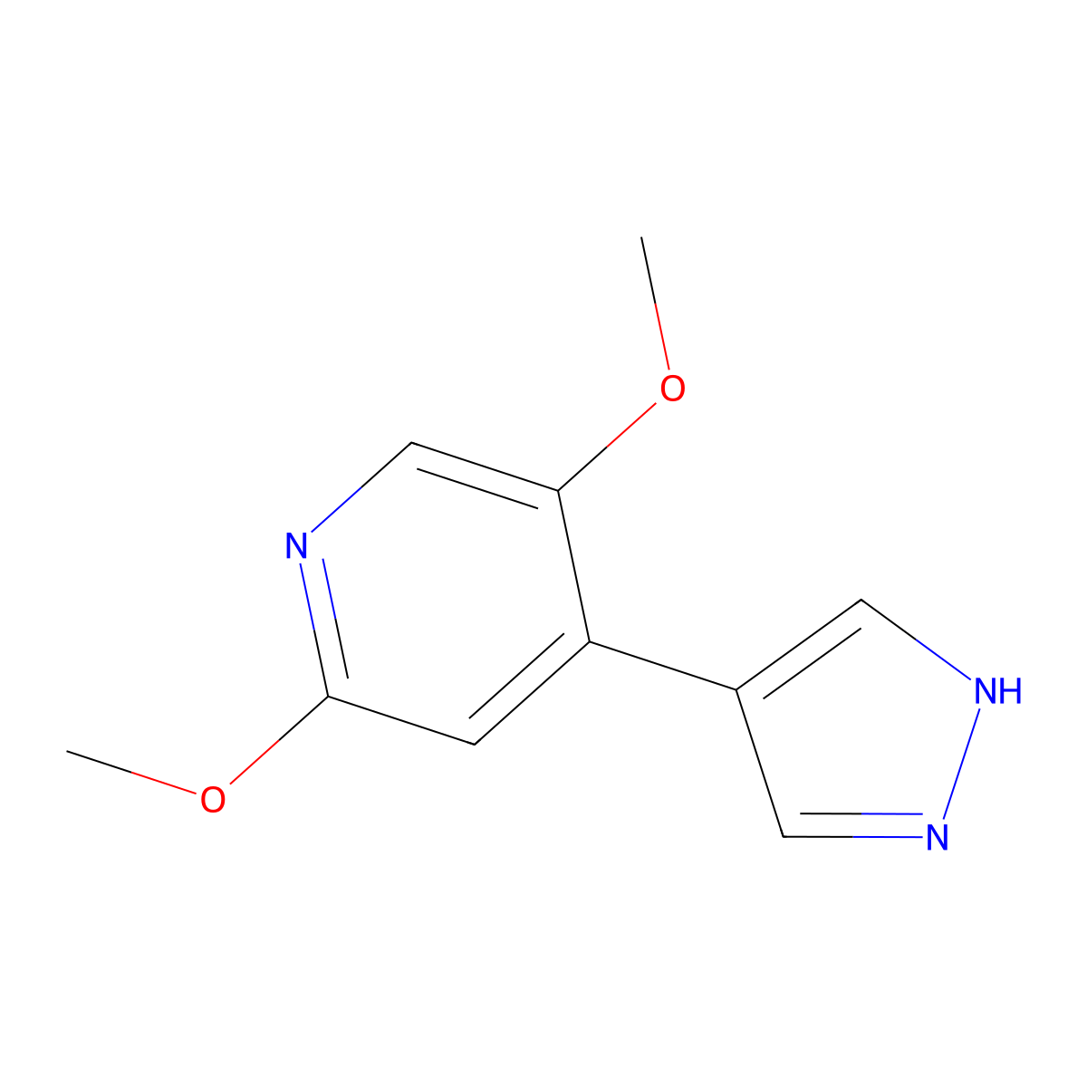 2,5-dimethoxy-4-(1H-pyrazol-4-yl)pyridine molecular structure, CAS 2228796-99-2
