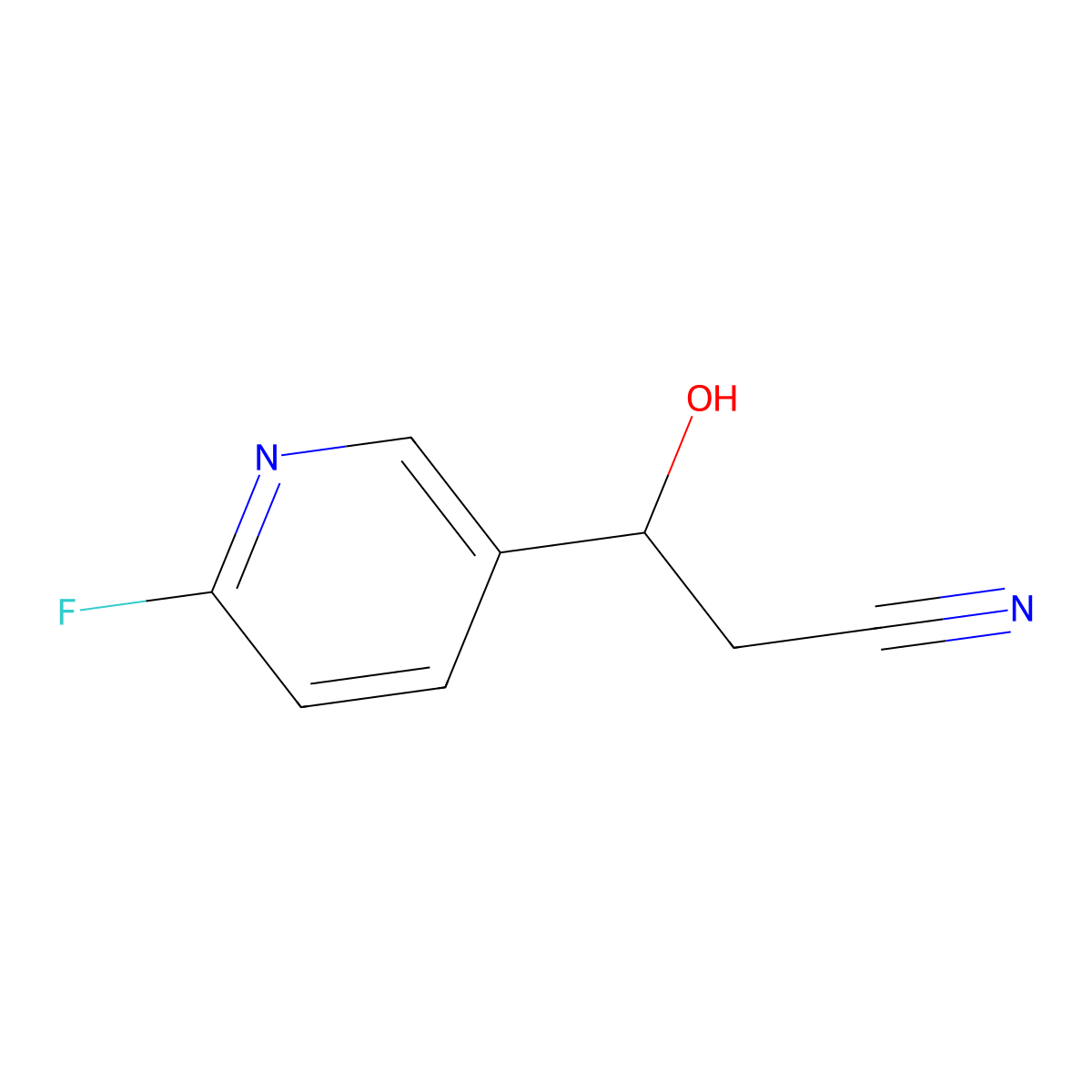 3-(6-Fluoropyridin-3-yl)-3-hydroxypropanenitrile molecular structure, CAS 2228797-33-7