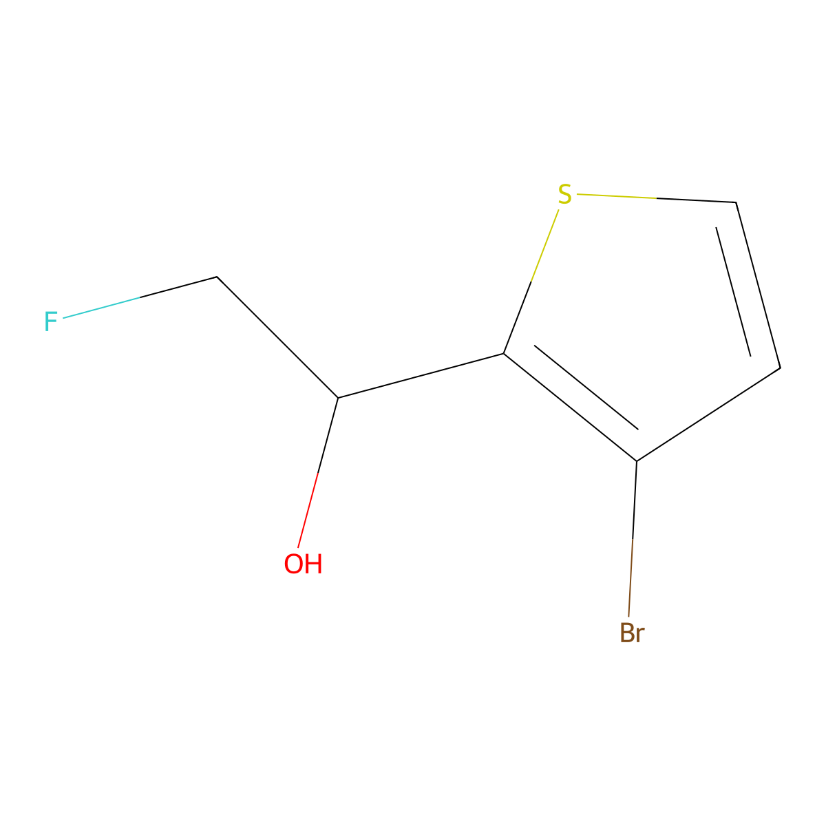1-(3-Bromothiophen-2-yl)-2-fluoroethan-1-ol molecular structure, CAS 2228797-46-2