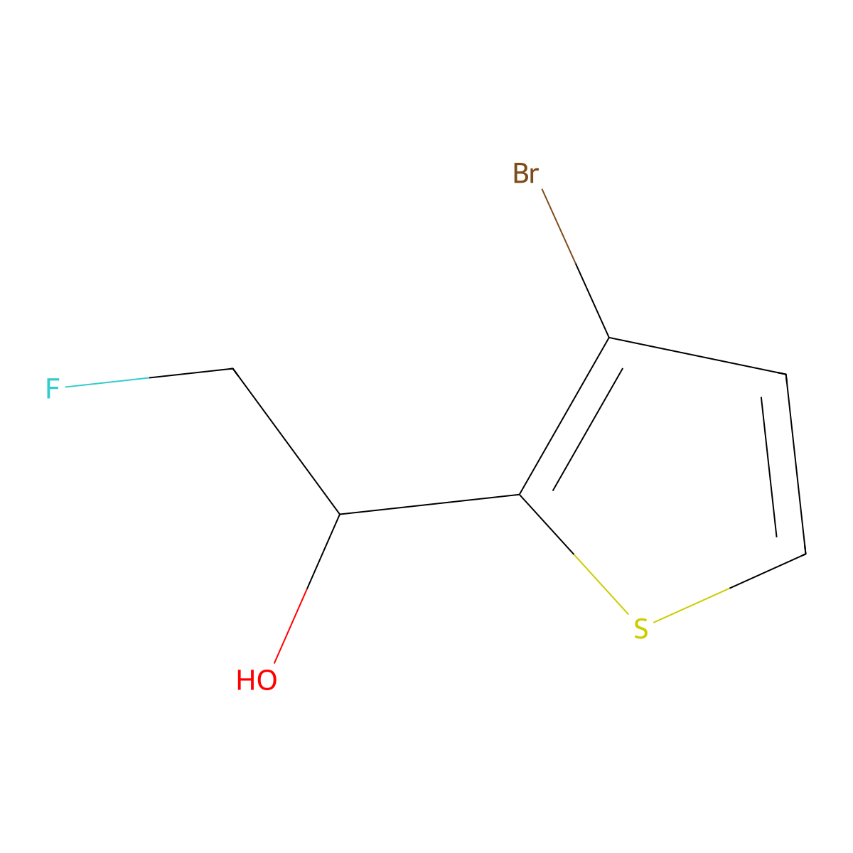 1-(3-Bromothiophen-2-yl)-2-fluoroethan-1-ol molecular structure, CAS 2228797-46-2