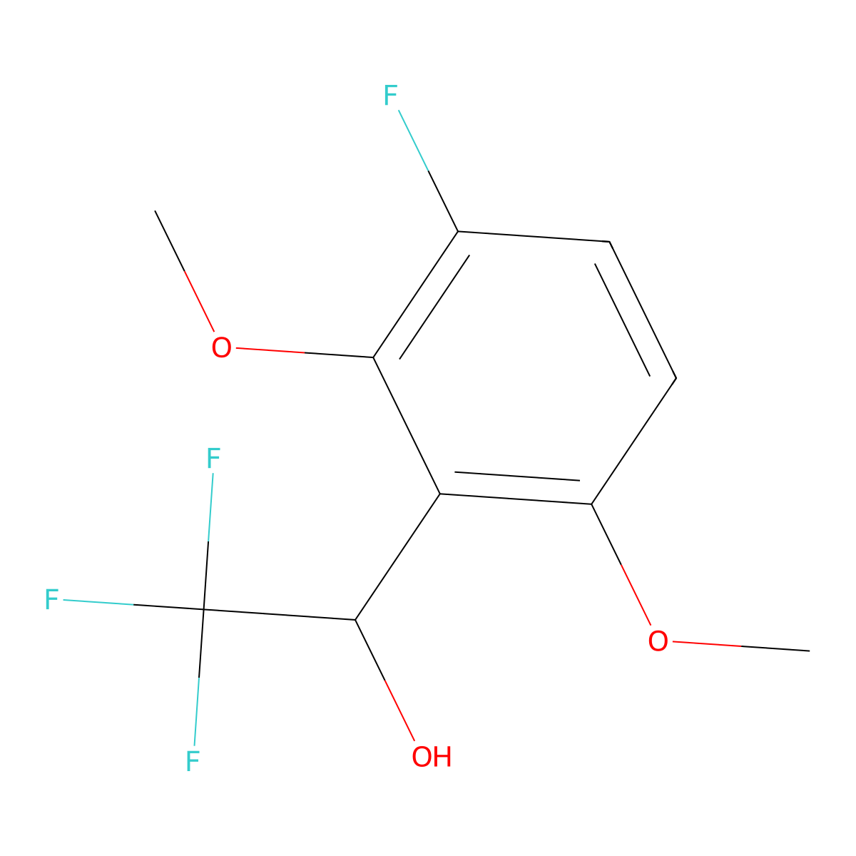 2,2,2-Trifluoro-1-(3-fluoro-2,6-dimethoxyphenyl)ethan-1-ol molecular structure, CAS 2228798-58-9