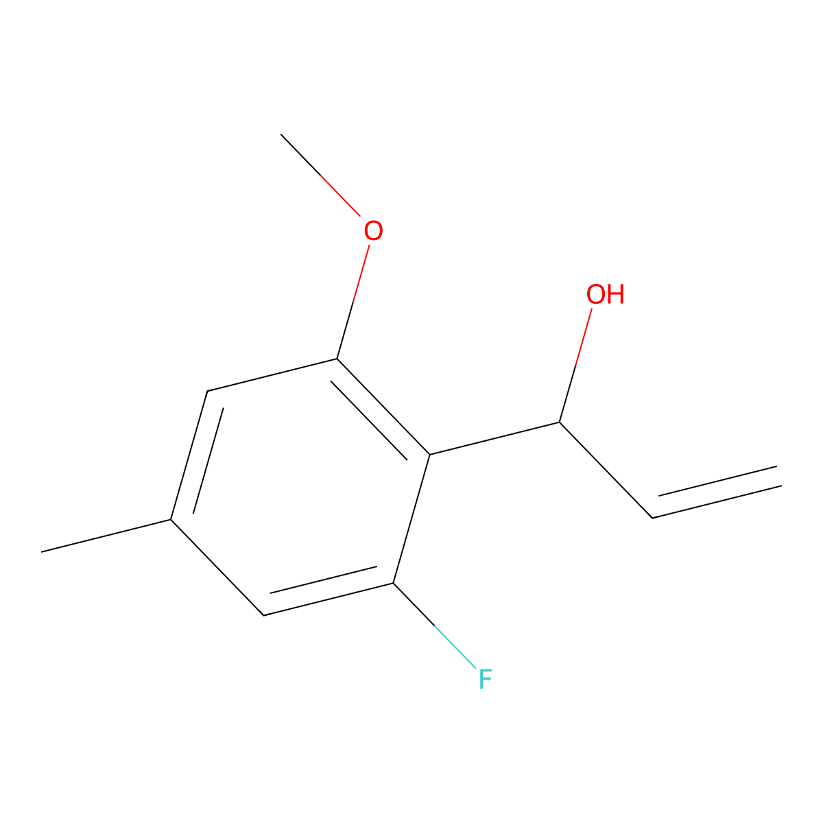 1-(2-Fluoro-6-methoxy-4-methylphenyl)prop-2-en-1-ol molecular structure, CAS 2228799-15-1
