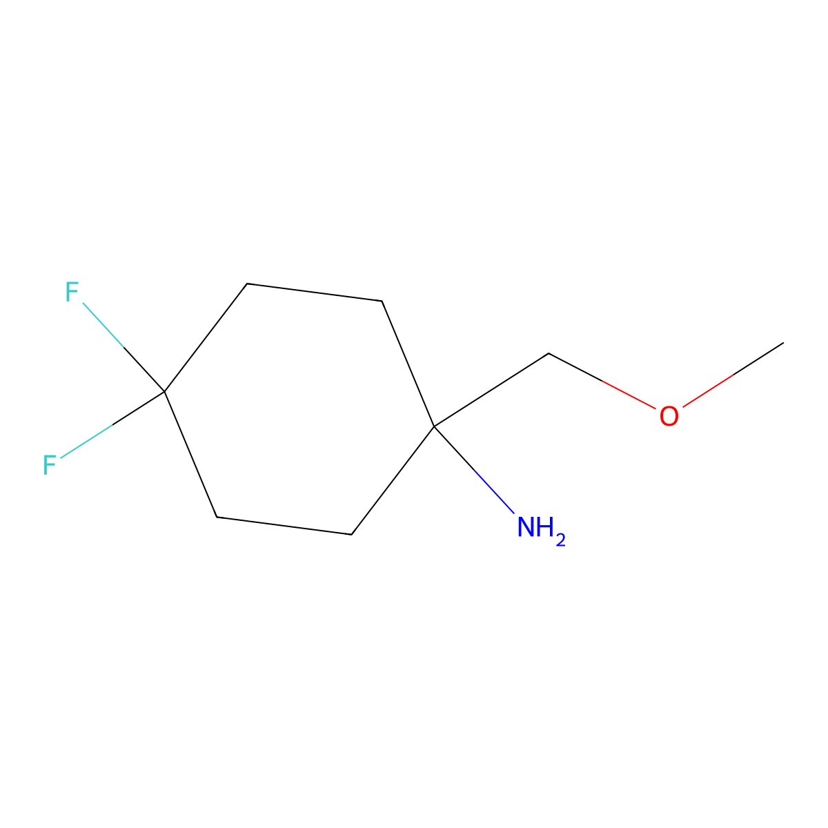 4,4-Difluoro-1-(methoxymethyl)cyclohexan-1-amine molecular structure, CAS 2228799-32-2