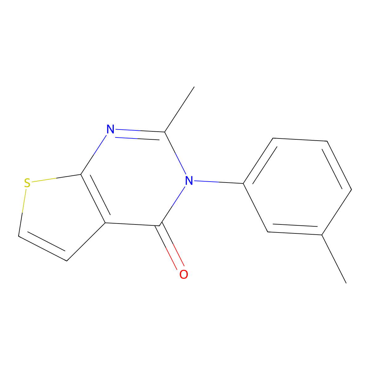2-methyl-3-(3-methylphenyl)thieno[2,3-d]pyrimidin-4(3H)-one molecular structure, CAS 22288-91-1